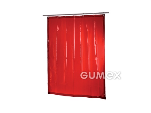 Schweißvorhang mit Stahlbügelringen, Breite 1400mm, Länge 2400mm, rot-orange transparent, 